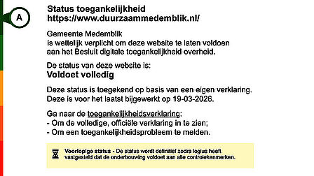 Status toegankelijkheid: duurzaammedemblik.nl heeft status A